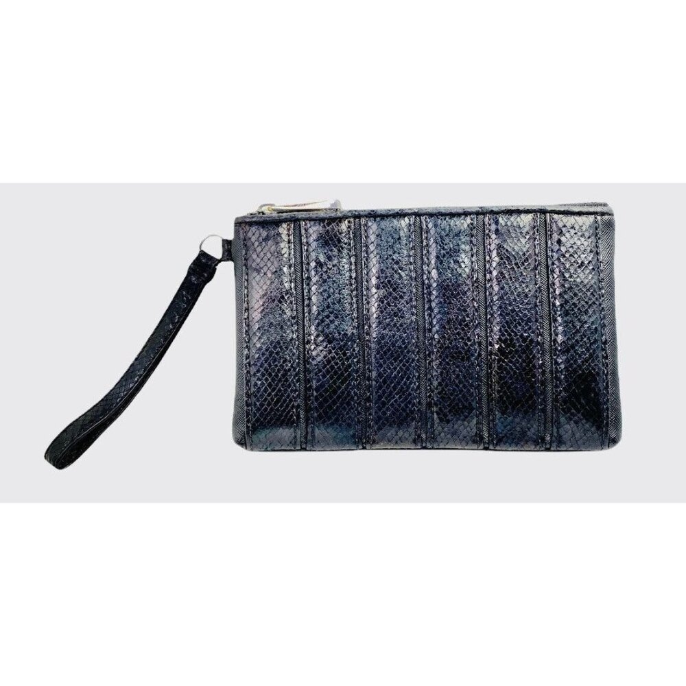 Simply Vera Vera Wang Womens Wristlet Clutch Purse Faux Leather And Snake Black